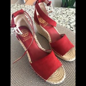 Vince Camuto Red Suede Wedges